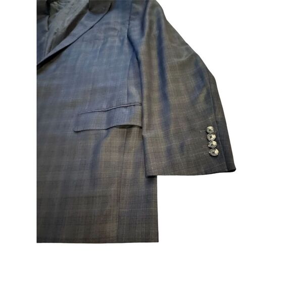 Hickey Freeman New York Traveler Wool Blend Grey Plaid Blazer Jacket Size 46R - Picture 4 of 14